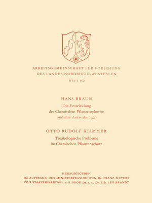 cover image of Die Entwicklung des Chemischen Pflanzenschutzes und ihre Auswirkungen / Toxikologische Probleme im Pflanzenschutz